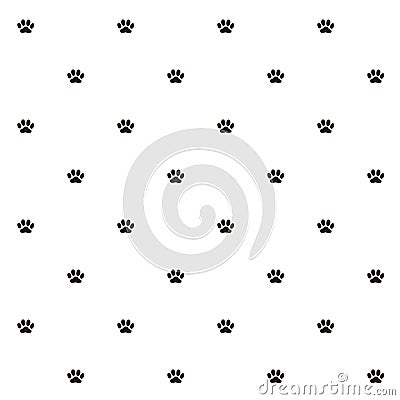 Footprints seamless monochrome pattern. Pets black footprint on white, design element stock vector illustration Vector Illustration